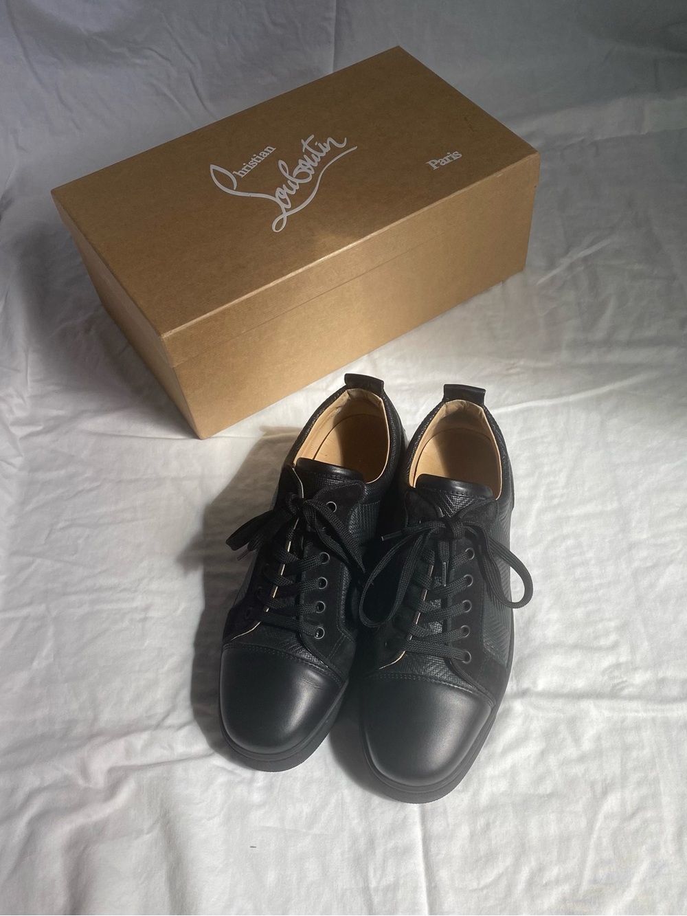 Christian Louboutin Men’s Black Low-Top Leather Sneakers - Size 10 (USA)/43 (EU)